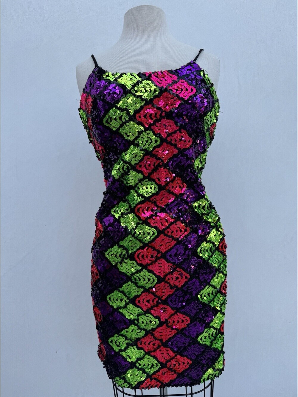 Multiple Color Sequenced Mini Dress Vintage